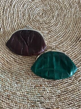 Vintage genuine eel skin kiss-lock coin purses